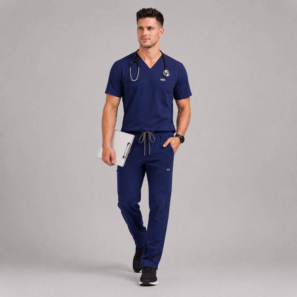 Men's Professional V-Neck Straight Leg Scrub Set